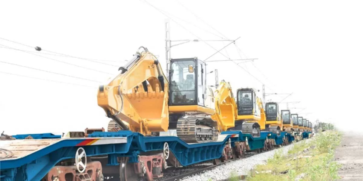 CJ Darcl Transports Excavators to Haryana Using Specialized Rail Rakes